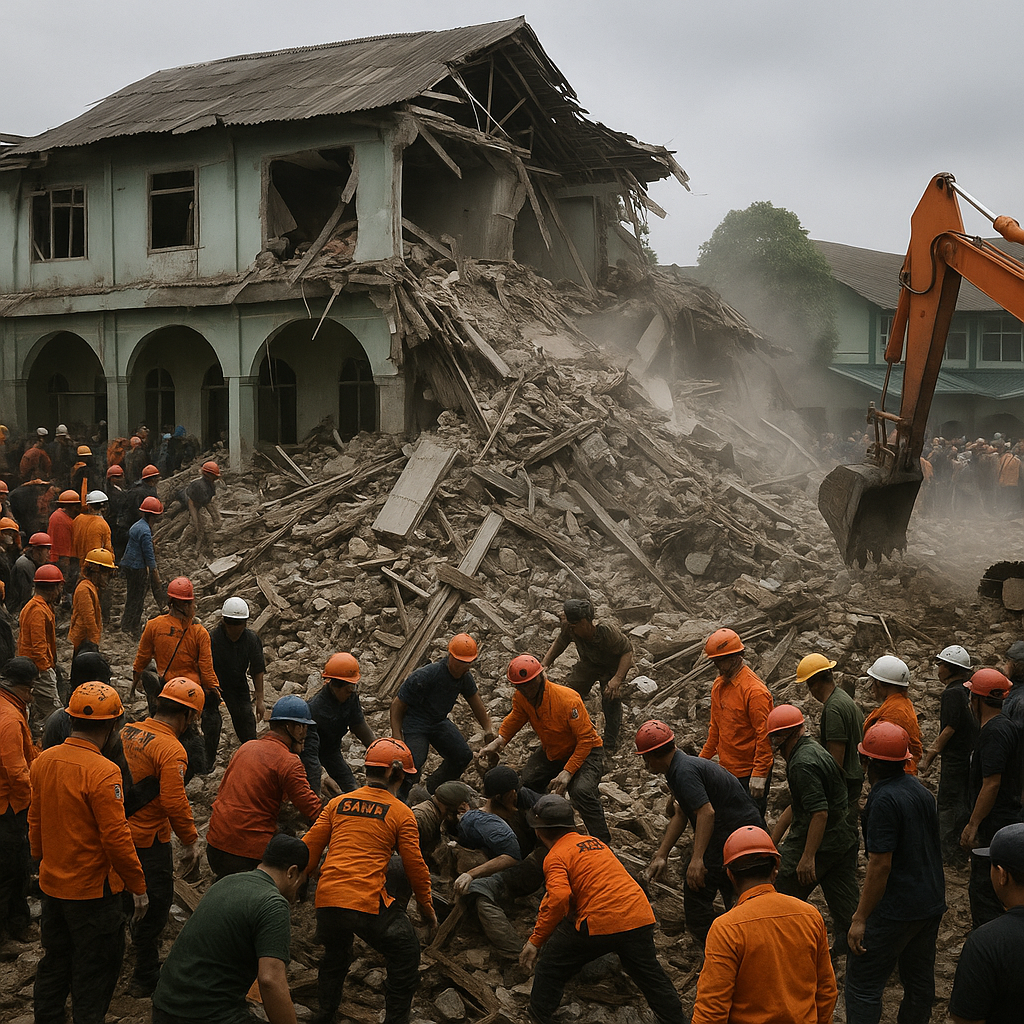 Duka Mendalam: Tragedi Runtuhnya Ponpes Al-Khoziny Renggut 50 Nyawa, Puluhan Santri Masih Dicari